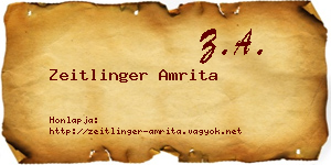 Zeitlinger Amrita névjegykártya